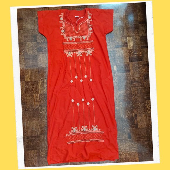 Vintage Orange Caftan - Picture 2 of 3